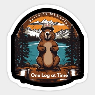 Building Memories, One Log at a Time!" encapsulates the essence of family camping in a succinct phrase, emphasizing the journey of creating lasting memories together amidst the rustic charm of nature. Sticker